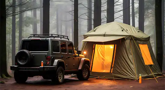 Jeep Tour Tent Night